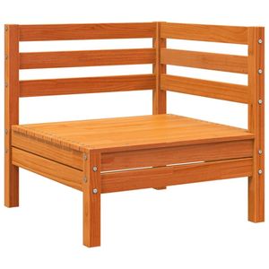 Divano da Giardino Modulare in Legno di Pino Massiccio Cerato Marrone, Set 3 Posti - Product Image 5
