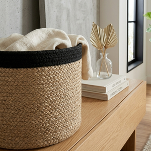 Panier de rangement artisanal en jonc de mer naturel noir et écologique, style vintage, ensemble de décoration pour la maison Kingcraftviet - Product Image 4