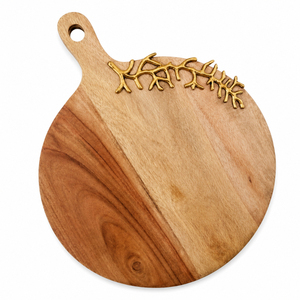 Tabla de Quesos Exclusiva de Madera con Incrustaciones Metálicas de Hoja de Ginkgo, Tabla Decorativa para Servir Charcutería con Asa, en Oferta - Product Image 6
