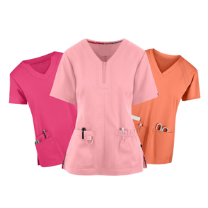 BON PRIX Combinaison Scrubs uniformes rose tendre Infirmières Scrubs officiels ensembles col montant manches courtes hôpital médical-LOW quantité minimale de commande - Product Image 1
