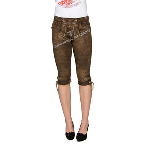 Shorts en cuir suédé véritable pour femmes, style Lederhosen bavarois, brodés, traditionnels, pour l'Oktoberfest, tenue décontractée - Product Image 3