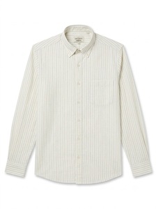 Men's Striped Linen Casual Shirt Button <b>Down</b> Collar Three Quarter Sleeve Regular Fit Spring Breathable Woven shirt - Product Image 3
