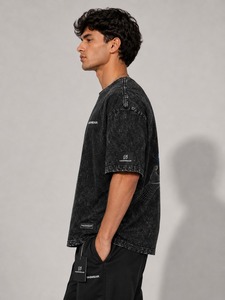 Venta al por mayor de camisetas de punto para hombre de alta calidad, 100% algodón, personalizables, transpirables, ecológicas, de corte oversize, con lavado ácido. - Product Image 3