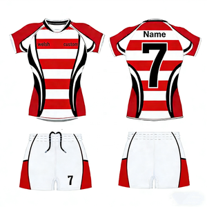 Men's Breathable Plus Size Sublimated Rugby Jersey and Shorts Uniform Set 100% Polyester Anti-Bacterial Wholesale - Product Image 3