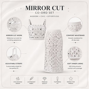 Luxury White Geometric Mirror Work Midi Dress for Women | Premium Designer Party Wear Dress for Events & Fashion Occasions dress - Product Image 5