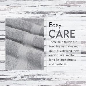 Ensemble de serviettes absorbantes 100% coton, douces et moelleuses, utilisables toute l'année, grandes, pour usage quotidien, durables (ensemble de 4 serviettes pour les mains, gris clair) - Product Image 2