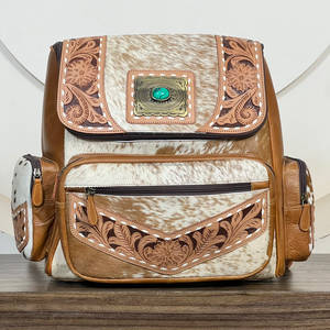 Wholesale Factory Price Hand Tooled Cowhide Leather Turquoise Concho Designer <b>Backpack</b> <b>for</b> Women Luxury Durable Travel <b>Backpacks</b> - Product Image 2