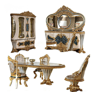 Royal Victorian Style Dining <b>Table</b> Set Solid Mahogany Hand Carved with Display Cabinet <b>Buffet</b> Set Resort Hotel Home Use - Product Image 6