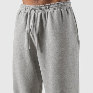 Pantalon de survêtement gris en coton pour homme, taille élastique avec cordon de serrage, décontracté, avec poches latérales, coupe mi-épaisse en maille, idéal pour l'automne - Product Image 3