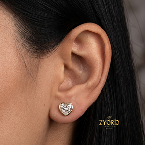 Pendientes de Oro de 14K con Diamante Cultivado en Laboratorio en Forma de Corazón de 1.00 Quilates VS1, Certificado IGI, Color E, Regalo de San Valentín para Mujer - Product Image 4