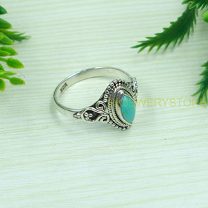 Pure 925 Sterling Silver Arizona <b>Turquoise</b> <b>Ring</b> for Women Natural Kingman Arizona <b>Turquoise</b> Handmade Vintage Boho Jewelry for - Product Image 2