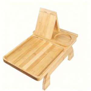 Table d'appoint portable en bois pour canapé, plateau pour collations, boissons, télécommande, organisateur pratique, accessoire domestique - Product Image 5