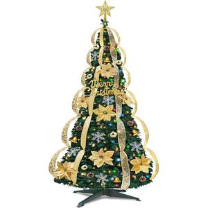 Albero di Natale Pop-Up da 1,8 m, Bicolore con 80 Ornamenti, 200 Luci Bianco Caldo Pre-illuminate e Pre-decorate per un Montaggio in 1 Minuto - Product Image 2