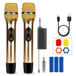 Coppia di Microfoni Wireless UHF Professionali, Sistema Microfonico Cordless Doppio per Karaoke, Canto e Matrimoni - Product Image 1