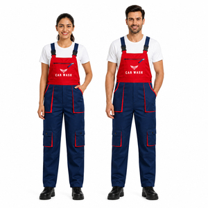 High Visibility <b>Car</b> <b>Wash</b> Workwear Bib <b>Overall</b> Reflective Safety Uniform Navy Blue Industrial Mechanic Coverall Unisex - Product Image 6