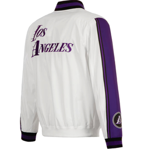 Custom Lakers Men Varsity <b>Jacket</b> Eco-Friendly Reversible Winter Autumn Front Logo Embroidery <b>Patch</b> Ready OEM/ODM - Product Image 3