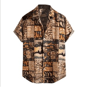 Vêtements de plage Chemise à boutons 100% coton de haute qualité Motif floral Respirant Chemises hawaïennes pour hommes - Product Image 1
