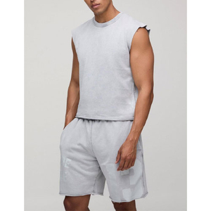 Men Sleeveless T Shirt Short <b>Set</b> Professional Sportswear Lightweight Breathable Fabric Comfortable Athletic Design For Fitness - Product Image 1
