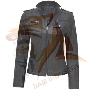 Chaqueta de Mujer de Piel de Oveja Genuina, Diseño Personalizado de Alta Calidad, Forro de Algodón, Chaqueta de Cuero para Mujer - Product Image 2