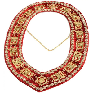 Collier Maçonnique Plaqué Or 2024, Meilleure Vente, avec Support en Velours Rouge et Strass Dorés, Qualité Supérieure - Product Image 6