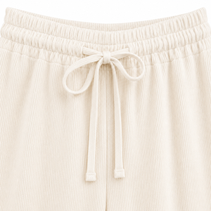 Ensemble de pyjama décontracté d'été pour femmes, respirant, en tricot côtelé, haut à manches longues Henley et short, ensemble de vêtements de nuit en deux pièces - Product Image 4