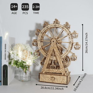 Carillon in Legno 3D Fatto a Mano a Forma di Ruota Panoramica con Ingranaggi 'You Are My Sunshine' per Regali di Compleanno, Festività e Natale - Product Image 4