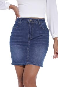 Womens Mini Denim Skirt Elegant High Waist Club Short Skirt with Button Decoration and Embroidered Plus Size Sexy Style - Product Image 3
