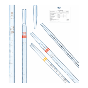 Pipeta serológica graduada de vidrio de laboratorio, de vidrio sodocálcico, codificada por colores, para uso en laboratorio - Product Image 1