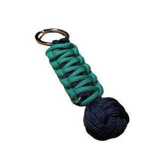 Paracord Monkey Fist <b>Key</b> <b>Chain</b> w/ Brass Shackle - 4.5" Long - Handmade Sailor Rope <b>Key</b> Ring - Nautical Jewelry Gift - Product Image 1
