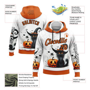 Sweat à capuche personnalisé avec logo d'équipe pour homme, impression par sublimation, motif goutte de sang rouge, vêtement décontracté d'automne, coupe classique, motif blanc et noir - Product Image 5