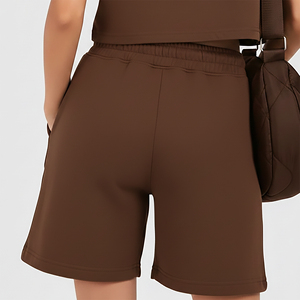 Shorts pour femmes de haute qualité, taille haute, respirants, style urbain, avec cordon de serrage, couleur unie, longueur courte, pour le sport, vente en gros - Product Image 3