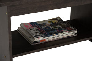Minimalist Laminated Board <b>Coffee</b> <b>Table</b> <b>Walnut</b> Finish Rectangular Center <b>Table</b> with Bottom Storage Shelf for Living Room - Product Image 6