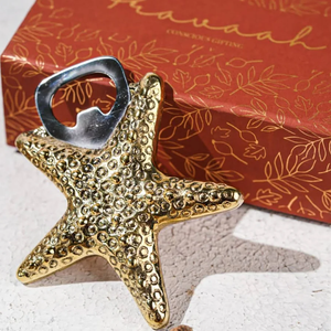 Abridor de Botellas de Latón con Forma de Estrella de Mar, Hecho a Mano, Estilo Náutico, Decorativo, Accesorio de Cocina con Temática Marina - Product Image 1