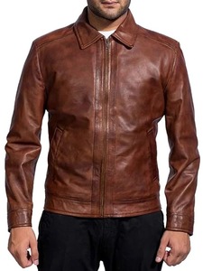 Mens Classic Vintage Brown Leather <b>Jacket</b> - Product Image 1