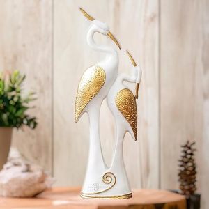 <b>White</b> And Gold Heron Tall Decorative Figurine For <b>Table</b> Top - Product Image 2