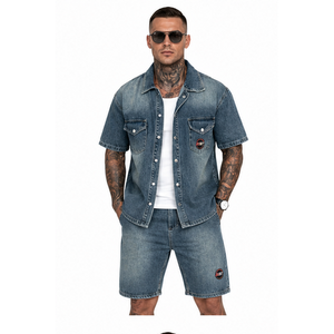 Top Trending Men's Denim Short <b>Set</b> 100% Cotton Durable Fabric Comfortable Button Colure Summer Wear Denim Short <b>Set</b> for Men - Product Image 1