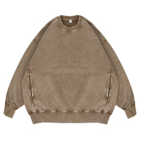 Sweatshirt Kerah Bulat Desain Baru Musim Dingin 350gsm French Terry untuk Pria Desain Saku Samping Kualitas Tinggi Acid Wash