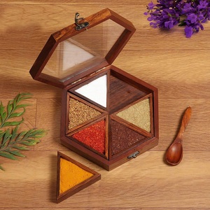 Wooden Spice <b>Box</b> for Home Kitchen Counter Masala Storage <b>Herbs</b> Seasonings and Everyday Cooking Essentials - Product Image 6