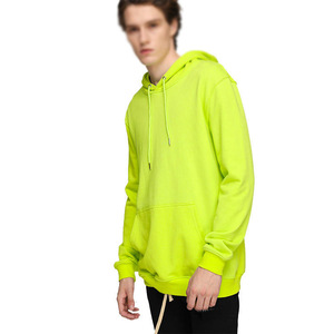Sweat-shirt à capuche surdimensionné pour homme, vert néon, coupe classique, couleur unie, coton French Terry, sweat-shirt décontracté avec poche avant - Product Image 2