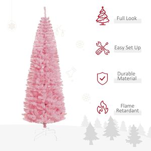 Albero di Natale Artificiale Rosa Pieghevole da 2,1 m con Apertura Automatica e Luci LED, Decorazione per Interni e Feste - Product Image 4