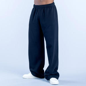 Pantalon de survêtement pour homme, bleu marine, taille élastique, tissu tricoté décontracté, respirant, pour l'automne - Product Image 1