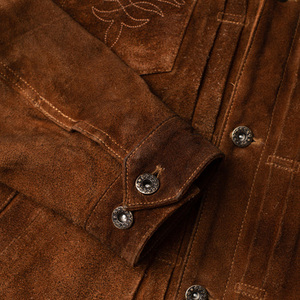 Chaqueta de Cuero para Hombre, Estilo Motero, Cuello Alto, Corte Regular, Color Marrón, con Logotipo Frontal, para Invierno - Product Image 6