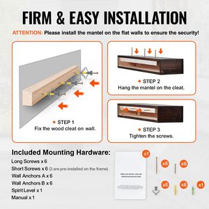 48\" X 8\" X 5\" 50 Lbs Capacity Natural Wood Fireplace Mantel <b>Wall</b> <b>Mounted</b> Floating Farmhouse Style Display <b>Shelf</b> - Product Image 5