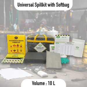 Kit de Derrames Universal Portátil de 10L con Bolsa Flexible |   Kit de Emergencia Ligero para Derrames de Aceite, Combustible y Productos Químicos - Product Image 2