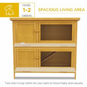 Casetta per Conigli in Legno Giallo con Rampa, per Interni/Esterni, Arredamento per Animali Domestici - Product Image 5