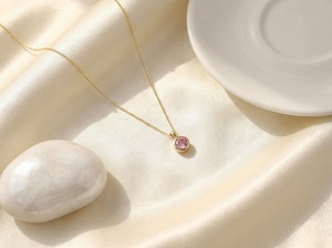 Colgante solitario de zafiro rosa, plata de ley 925, chapado en oro de 14 quilates, colgante de piedra de nacimiento de septiembre para mujer - Product Image 3