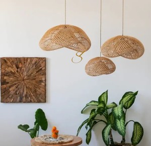 Abat-jour en rotin personnalisé en forme d'entonnoir, couvercle de lampe suspendue en bambou à rayons ouverts, abat-jour rustique E27 évasé pour lustre suspendu au plafond - Product Image 4