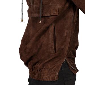 Chaqueta de cuero de invierno con logotipo personalizado para hombre 2025, Sudadera con capucha a prueba de viento de gamuza de alta calidad, cuello largo con cremallera para exteriores, servicio OEM - Product Image 6