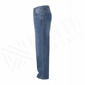 Jean en denim taille haute coupe droite pour homme, coupe régulière, en coton tissé uni, décontracté, séchage rapide, pour hiver, été, automne - Product Image 2