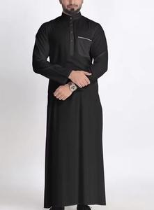 Luxury Vintage Kuwait Style Solid <b>Men</b> Islamic Thobes Jubbah 2024 High Quality Polyester Lightweight Breathable for <b>Thobe</b> Plus - Product Image 3